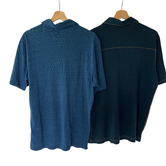 Johnston & Murphy - LOT OF 2 - Mens Sz M Knit Polos - Blue Patterned and Striped - Picture 2 of 8
